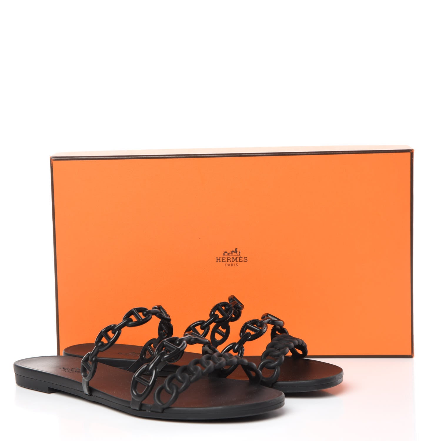 Hermes Rubber Chaine d'Ancre Rivage Sandals 35 Black 10 of 10