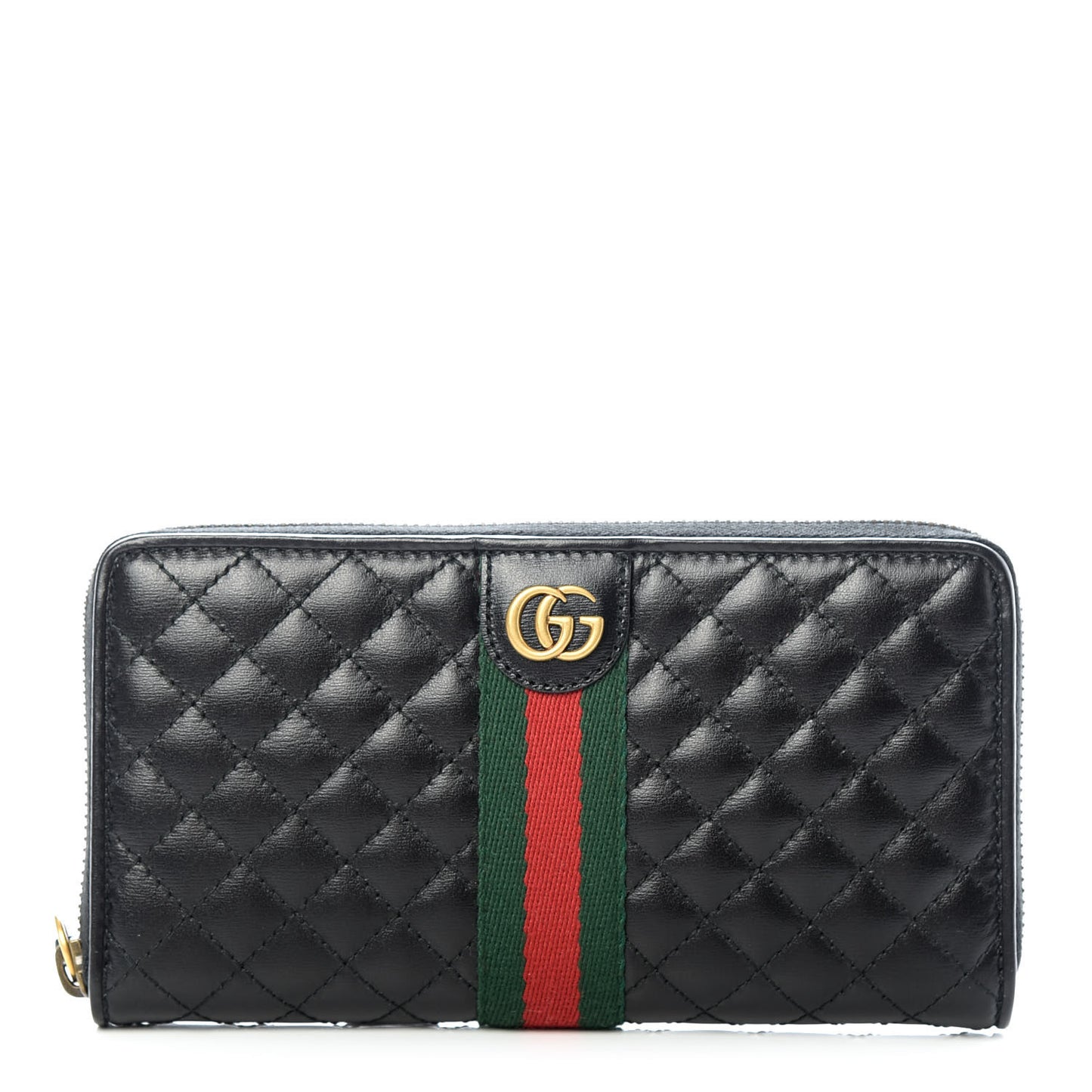 Calfskin Web Trapuntata GG Zip Around Wallet Black