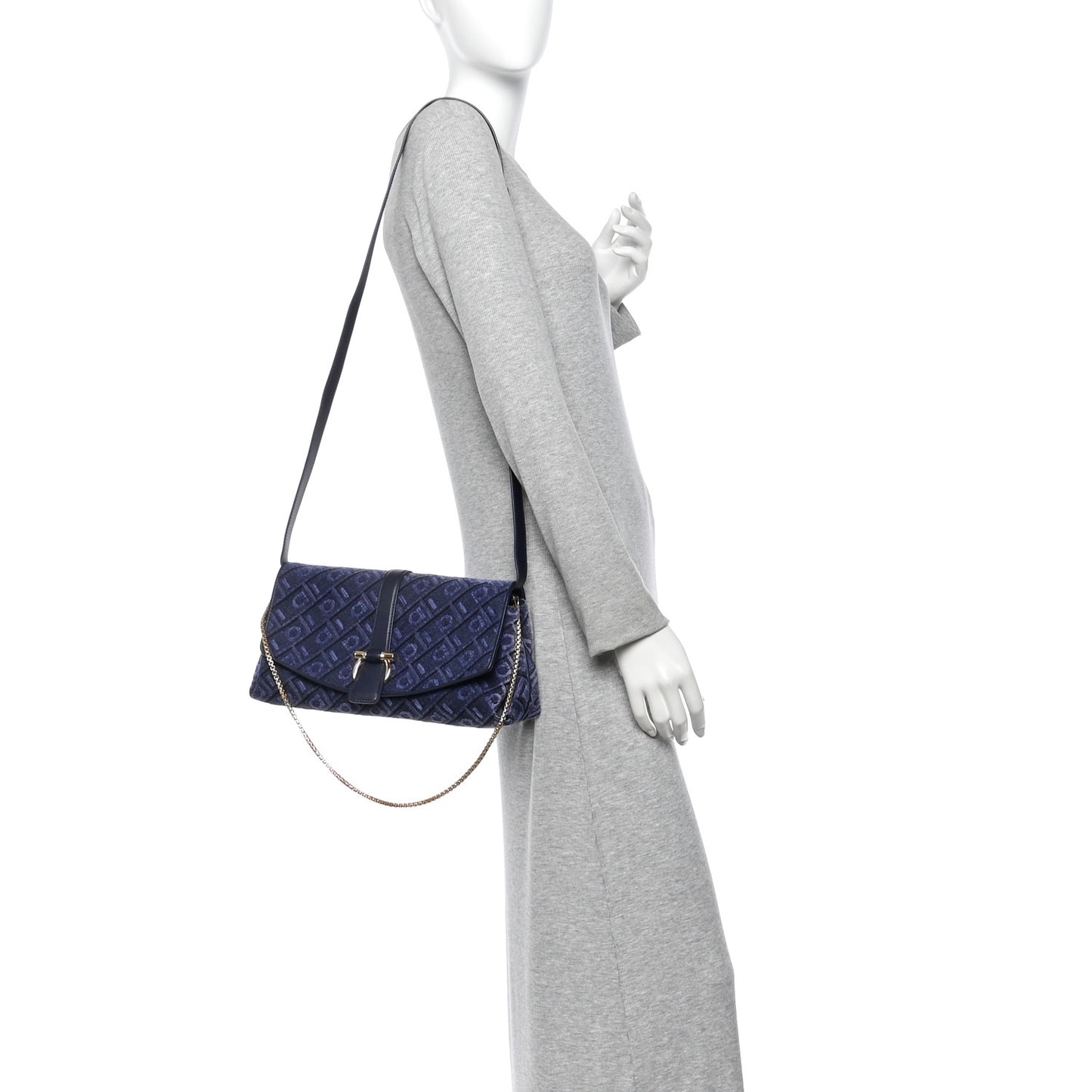 Jacquard Gancini Monogram Small Mia Crossbody Bag Denim Midnight Blue