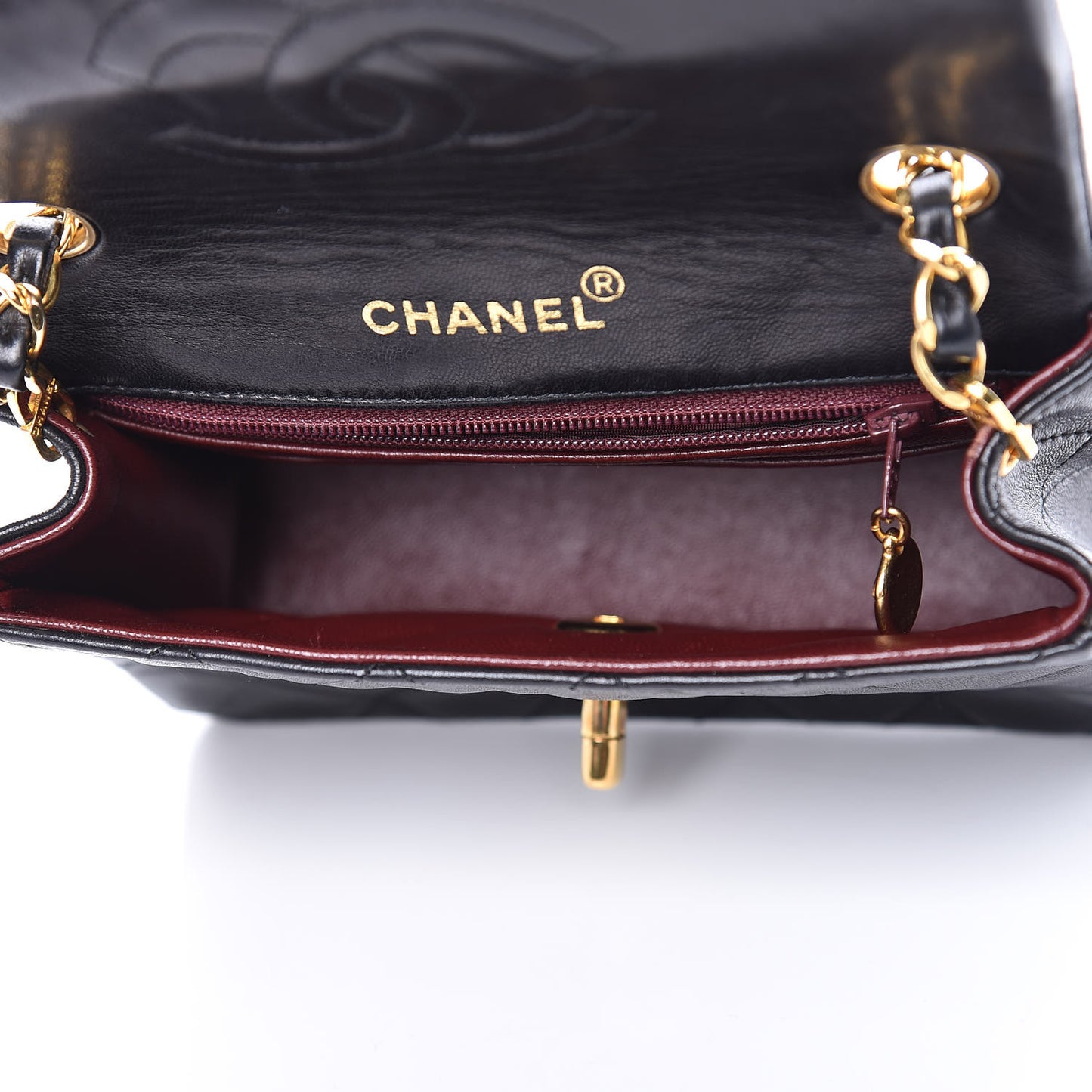 Lambskin Quilted Mini Square Flap Black
