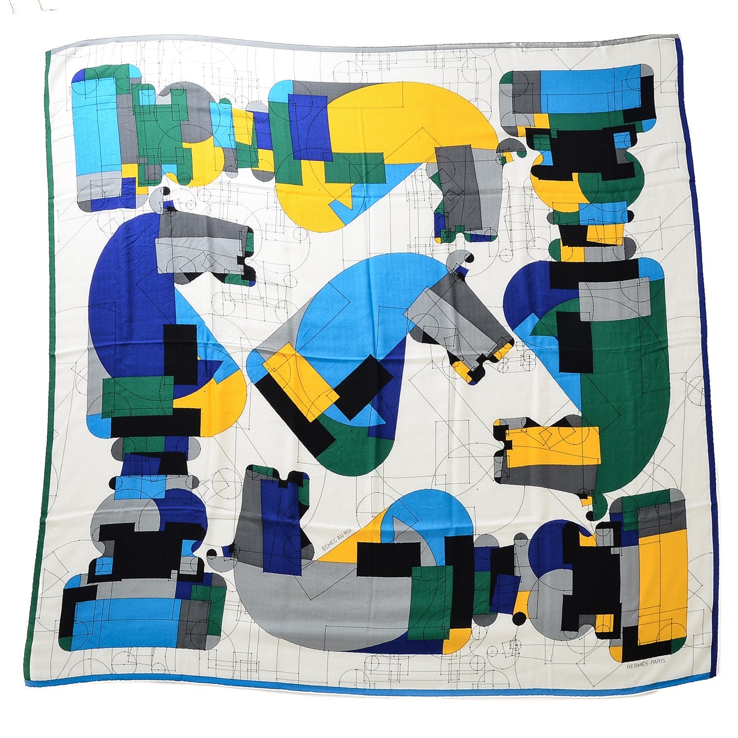 Hermes Cashmere Silk Echec Au Roi Shawl 140 1 of 7