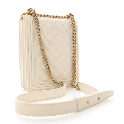 Chanel Caviar Quilted North South Boy Flap White 3 of 14