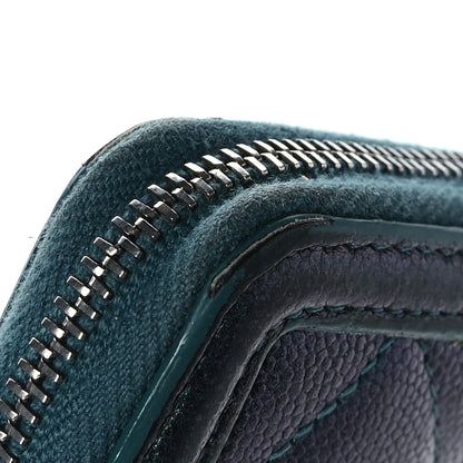 Chanel Iridescent Caviar Quilted Medium Filigree Zip Around Wallet Dark Turquoise 14 of 14