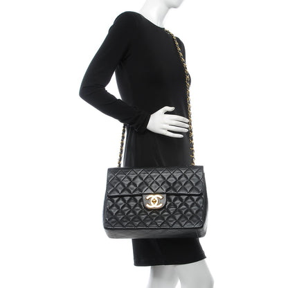 Chanel Lambskin Quilted XL Jumbo Single Flap Black 2 of 14