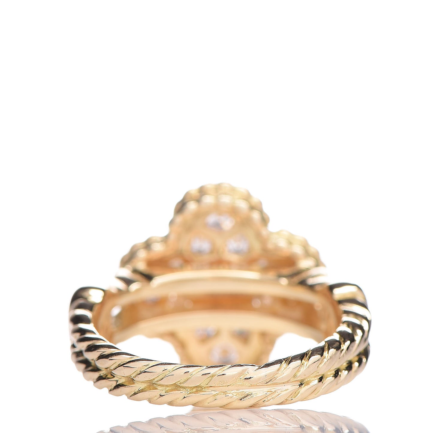 18K Yellow Gold Diamond Vintage Alhambra Ring 50 5.25