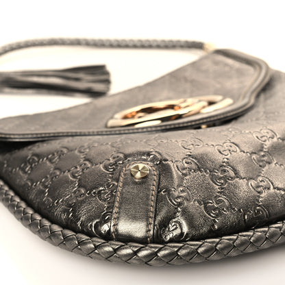 Gucci Guccissima Medium Britt Tassel Shoulder Bag Gunmetal 8 of 9