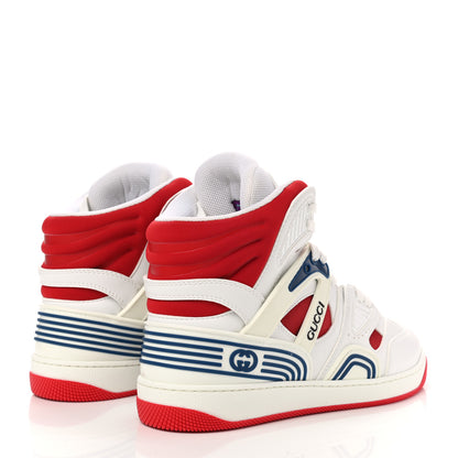 Gucci Demetra Mens Basket High Top Sneakers 6 Great White Hibiscus Red 4 of 9