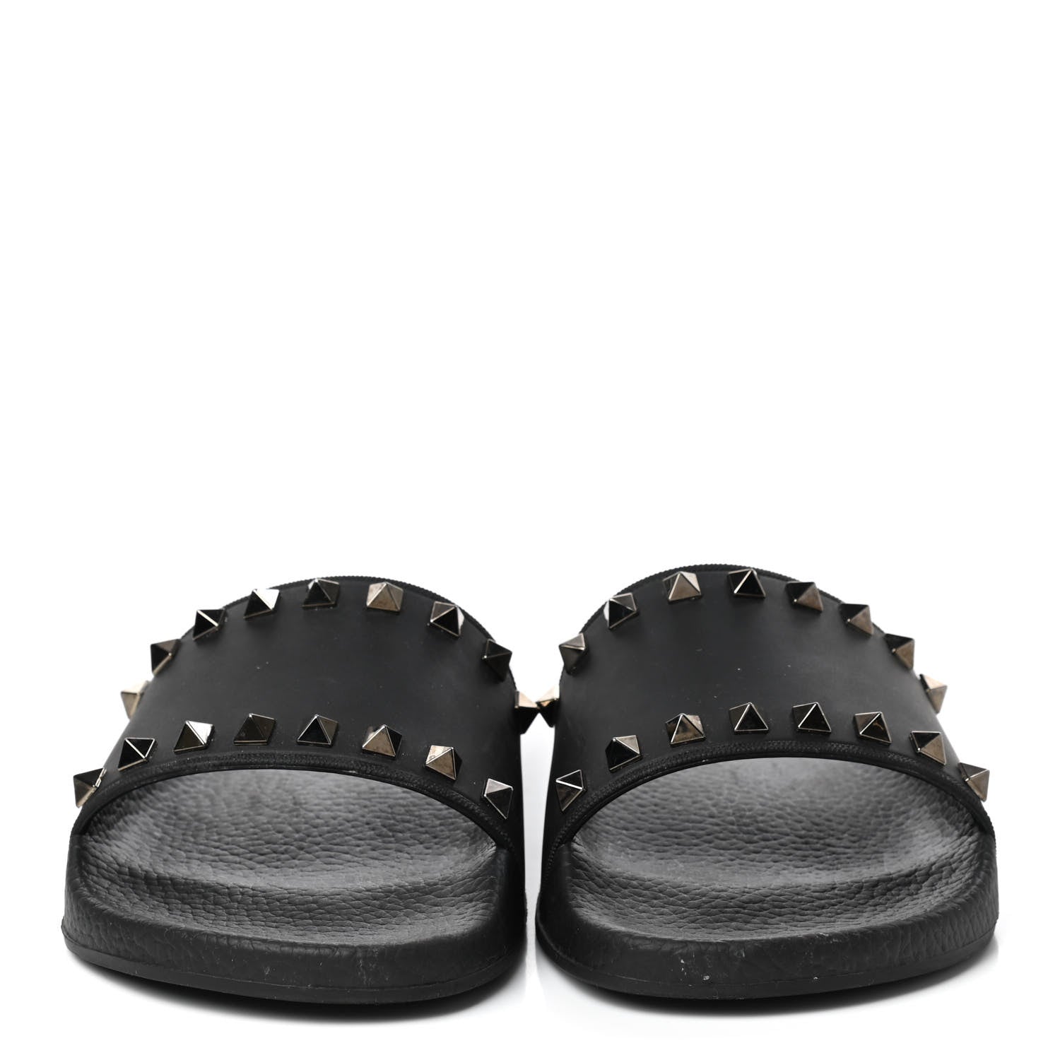 Valentino Garavani Rubber Rockstud Slide Sandals 38 Black 2 of 8
