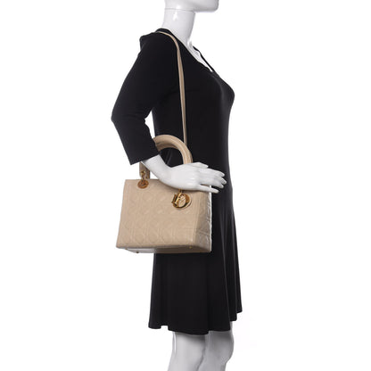 Christian Dior Lambskin Cannage Medium Lady Dior Light Beige 2 of 11