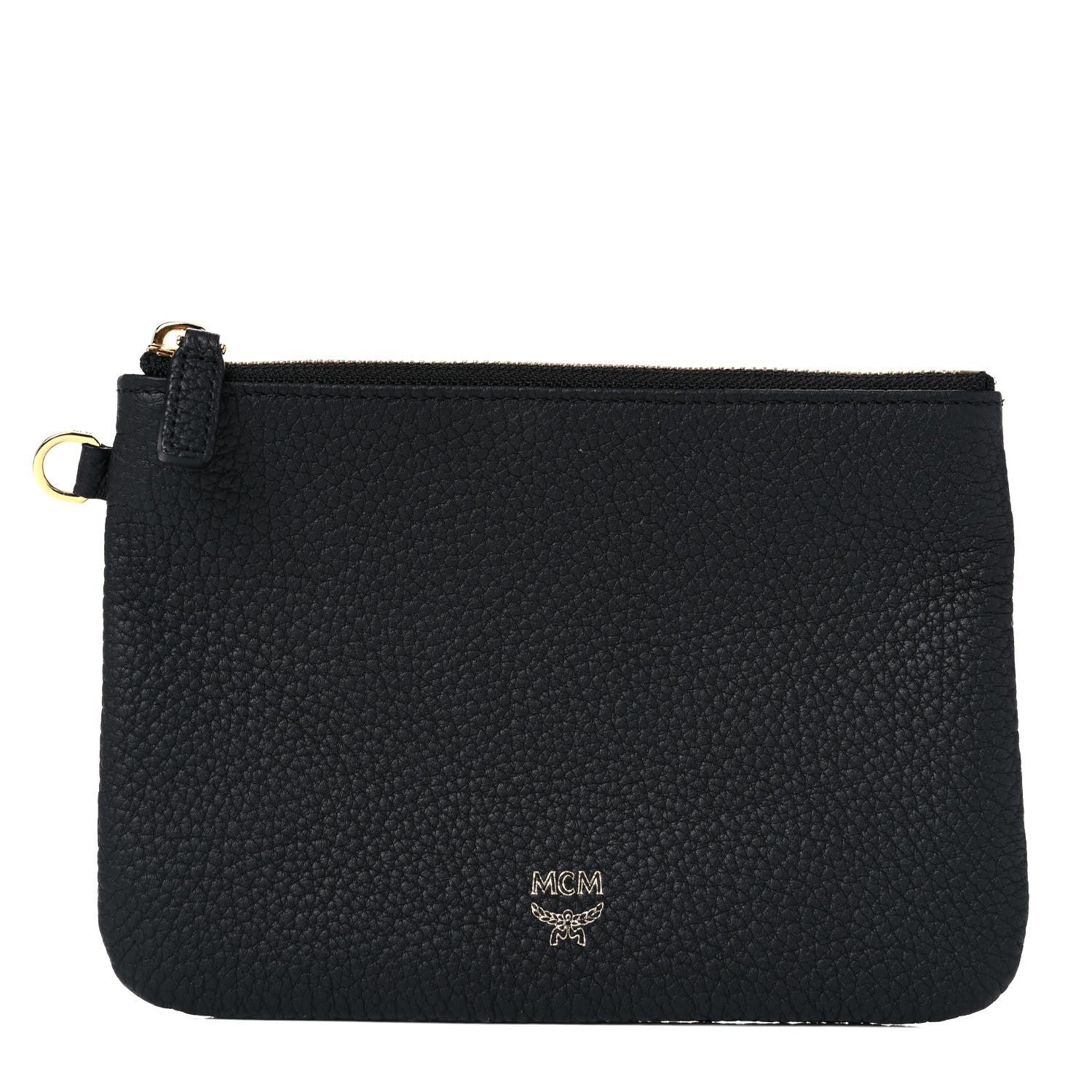 MCM Calf Hair Calfskin Leopard Zip Pouch Set Black 4 of 13