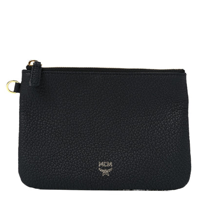 MCM Calf Hair Calfskin Leopard Zip Pouch Set Black 4 of 13