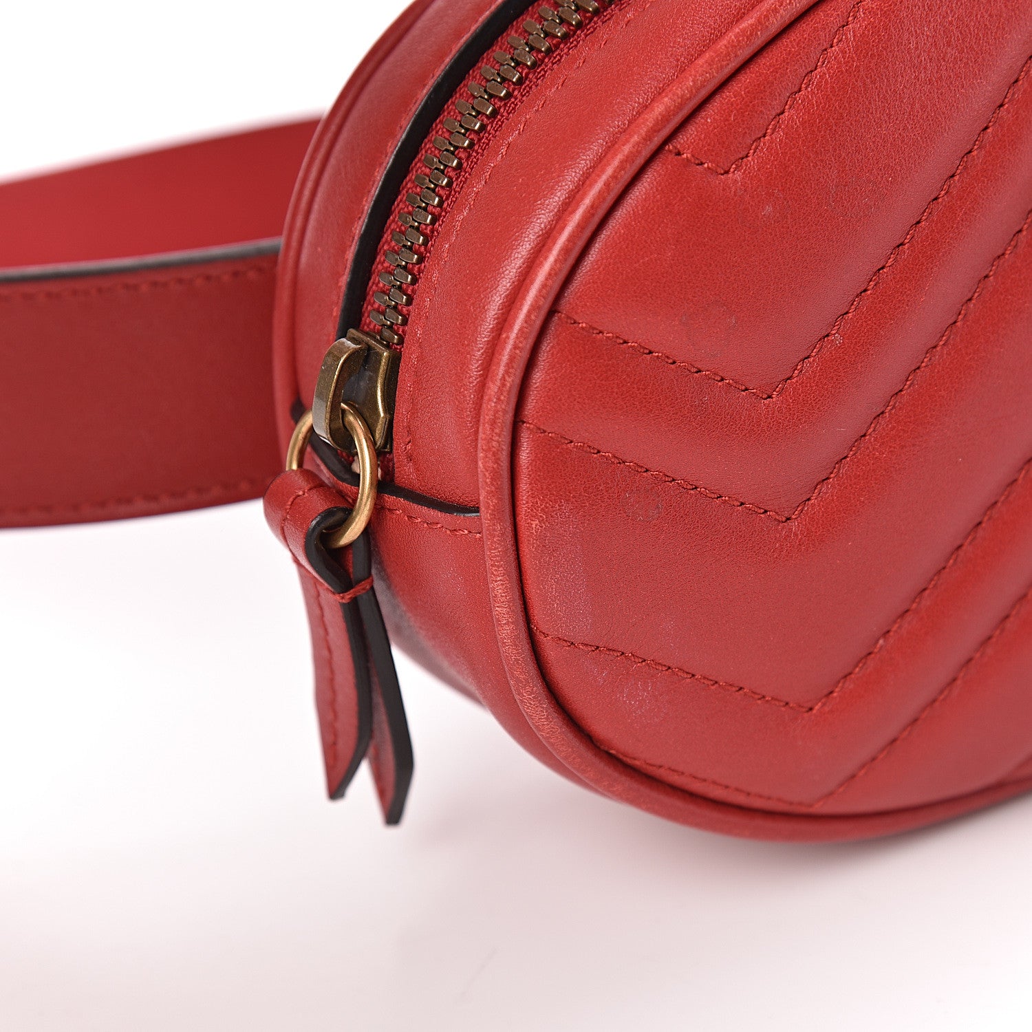 Gucci Calfskin Matelasse GG Marmont Belt Bag 85 34 Hibiscus Red 13 of 14
