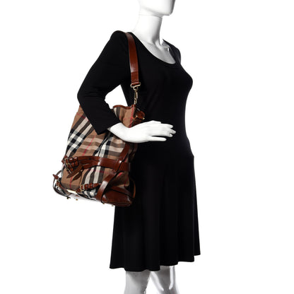 Burberry House Check Bridle Calfskin Medium Gosford Hobo Dark Tan 2 of 11
