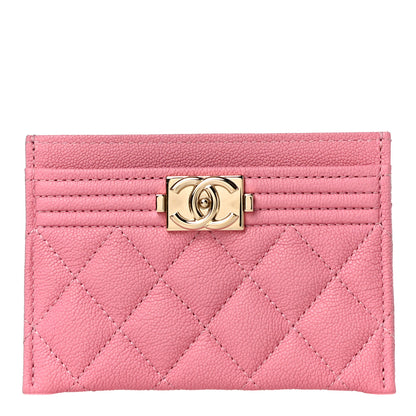 Chanel Caviar Quilted Boy Card Holder Pink 1 of 11