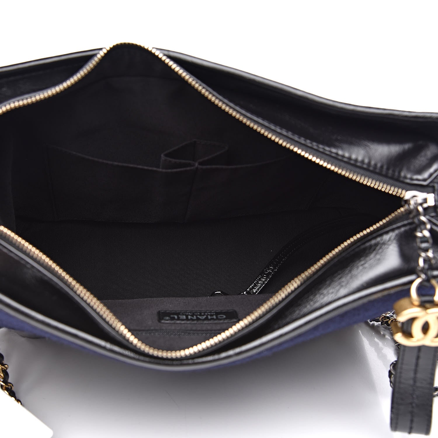 Chanel Wool Embroidered Medium Gabrielle Hobo Dark Navy Blue 5 of 11