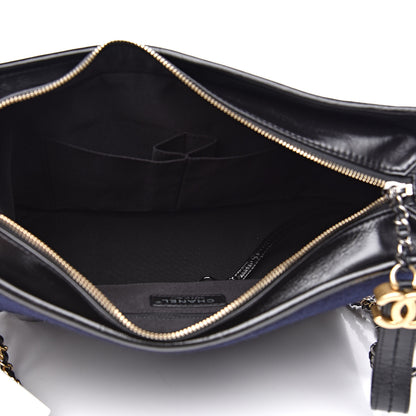 Chanel Wool Embroidered Medium Gabrielle Hobo Dark Navy Blue 5 of 11