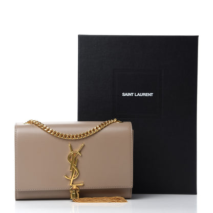 Saint Laurent Smooth Calfskin Small Classic Monogram Kate Tassel Satchel Dark Beige 12 of 12