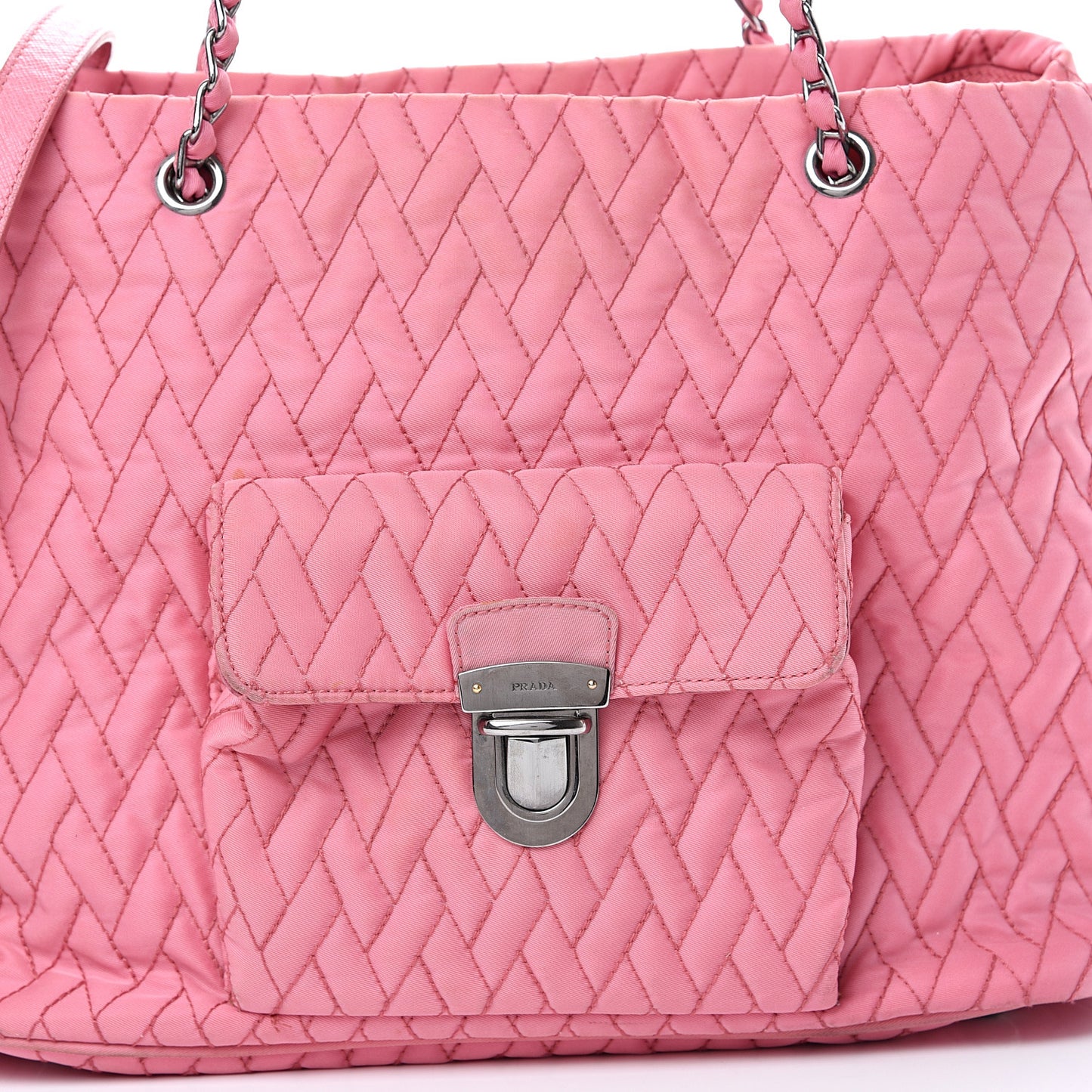 Nylon Tessuto Impuntu Quilted Shoulder Bag Pink