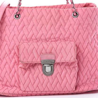 Prada Nylon Tessuto Impuntu Quilted Shoulder Bag Pink 8 of 13