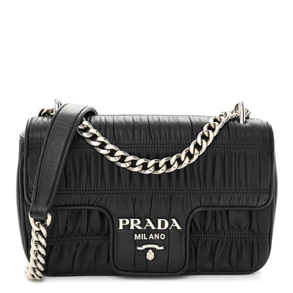 Prada Nappa Gaufre Small Chain Flap Shoulder Bag Black 1 of 11