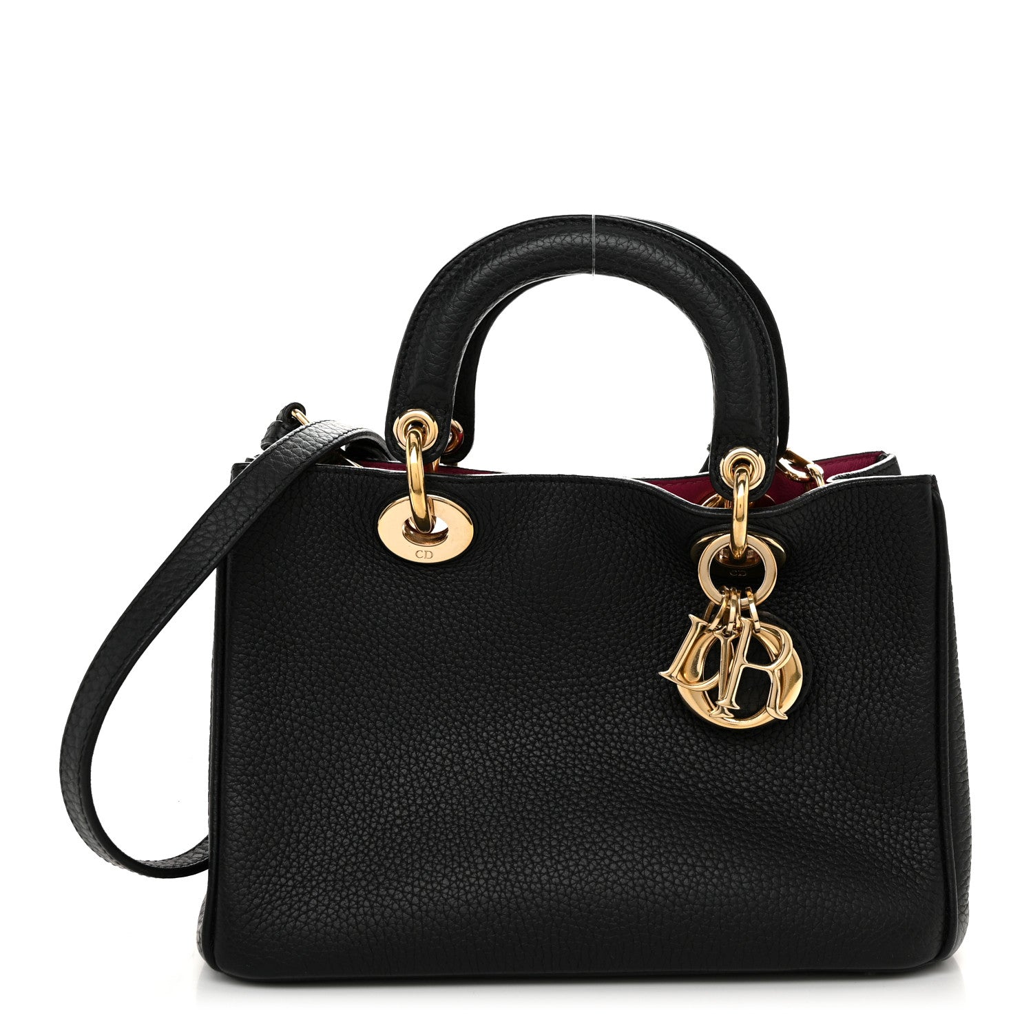 Christian Dior Bullcalf Small Diorissimo Tote Black Rose Indien 1 of 12