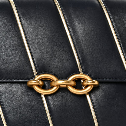 Saint Laurent Lambskin Quilted Le Maillon Satchel Marine 9 of 11