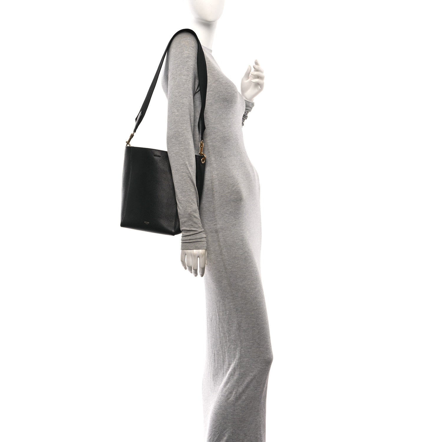 Celine Soft Grained Calfskin Small Sangle Bucket Bag Black 2 of 10