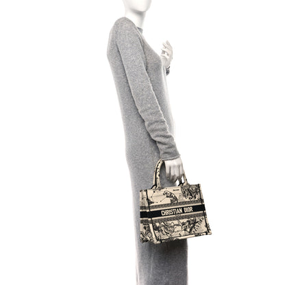 Christian Dior Canvas Embroidered Small Zodiac Toile De Jouy Book Tote Latte 2 of 12