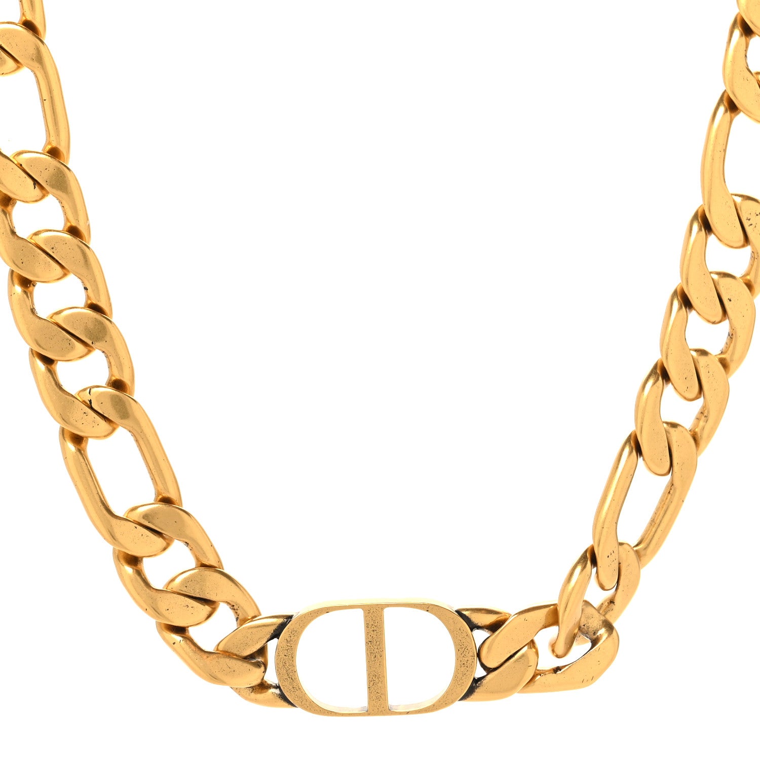 Christian Dior Metal CD Choker Necklace Aged Gold 2 of 5