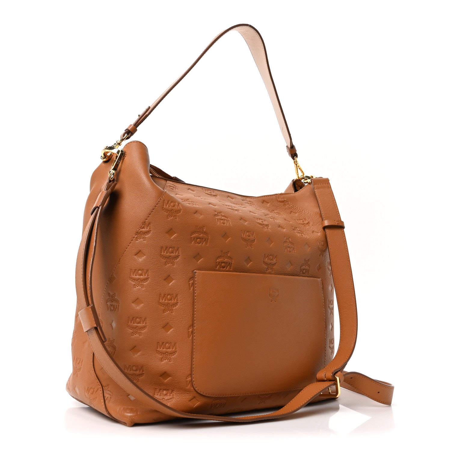 MCM Calfskin Ottomar Monogram Large Klara Hobo Cognac 1785020