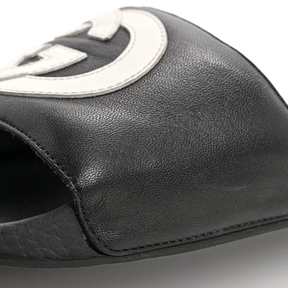 Gucci Nappa Miro Soft Calfskin Womens Interlocking G Slide Sandals 37 Black White 12 of 12