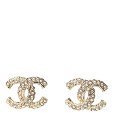 Chanel Pearl Queen of France CC Earrings Gold 1 of 5