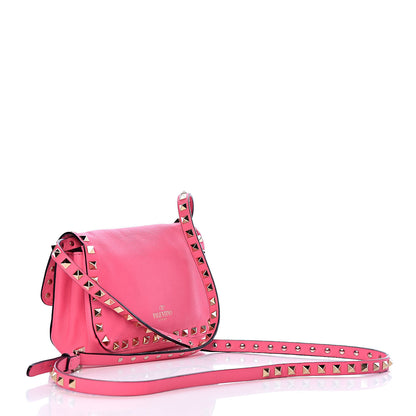 Valentino Garavani Vitello Mini Rockstud Flap Saddle Crossbody Bag Fuxia Fluo 3 of 11
