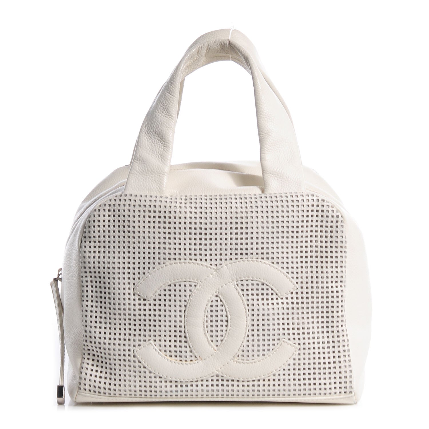 Chanel Leather Perforated Bowler White 1 of 7