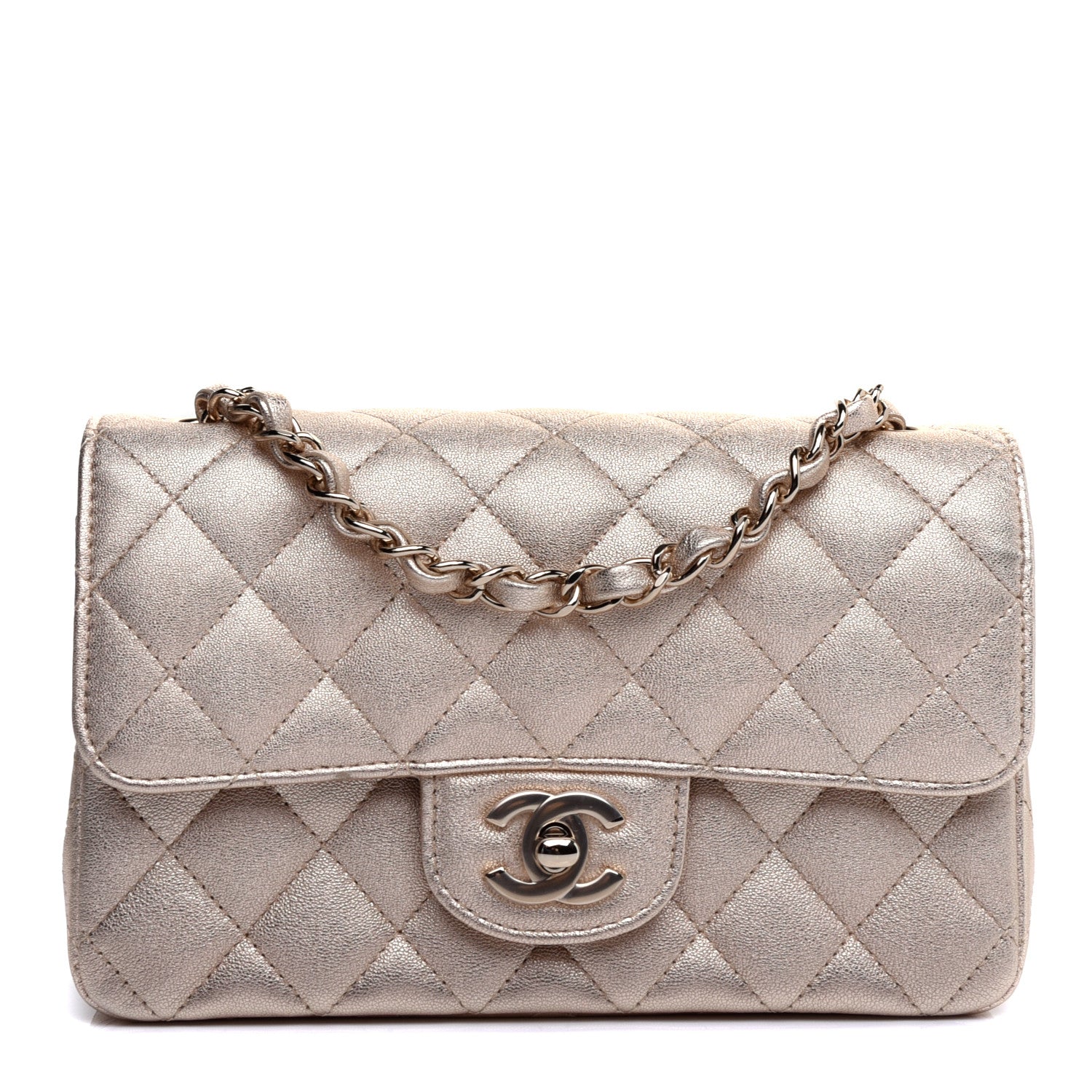Chanel Metallic Lambskin Quilted Mini Rectangular Flap Gold 1 of 11