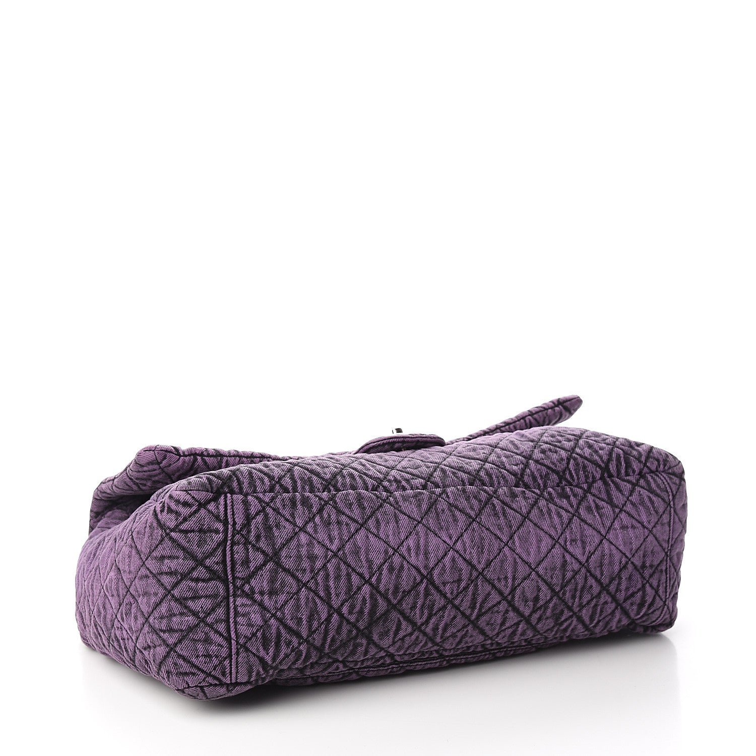 Chanel Denim Quilted Denimpression XXL Flap Purple Black 3 of 9