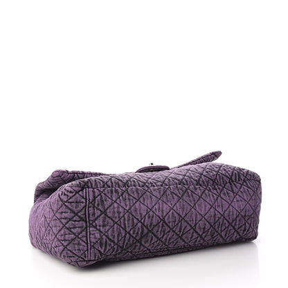 Chanel Denim Quilted Denimpression XXL Flap Purple Black 3 of 9