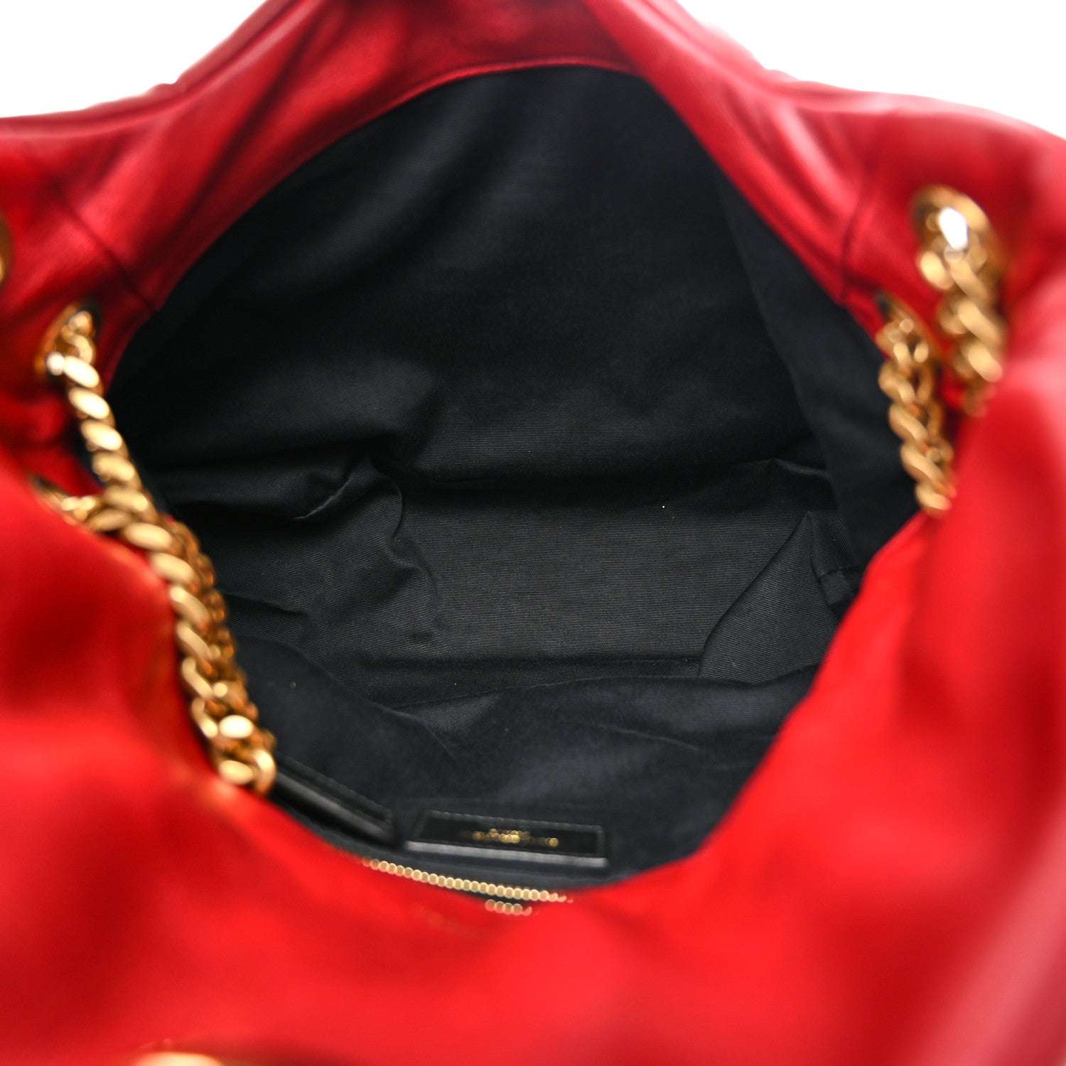 Saint Laurent Lambskin Quilted Medium Loulou Puffer Monogram Chain Satchel Opyum Red 5 of 12