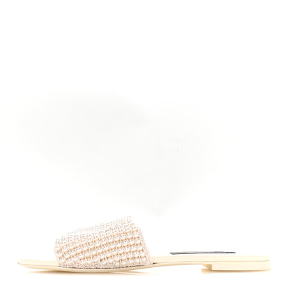 Chanel Pearl Crystal CC Mules Sandals 40 Ivory 1 of 9