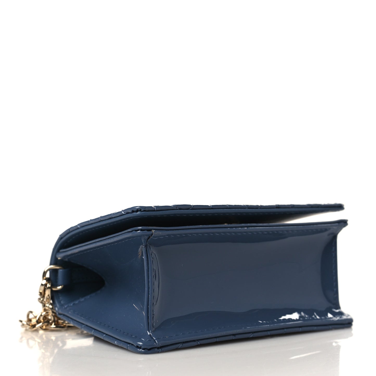 Patent Cannage Nano Lady Dior Pouch Denim