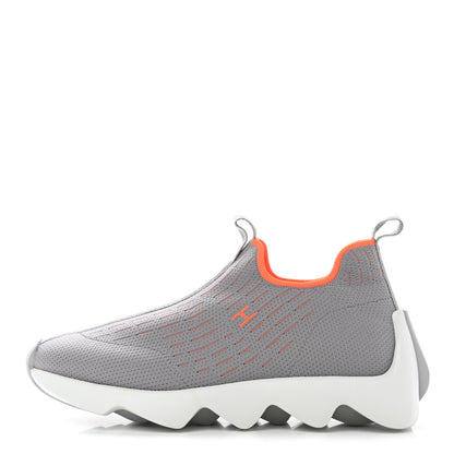 Hermes Technical Canvas Goatskin Womens Eclair Sneakers 36.5 Gris Clair 1 of 8