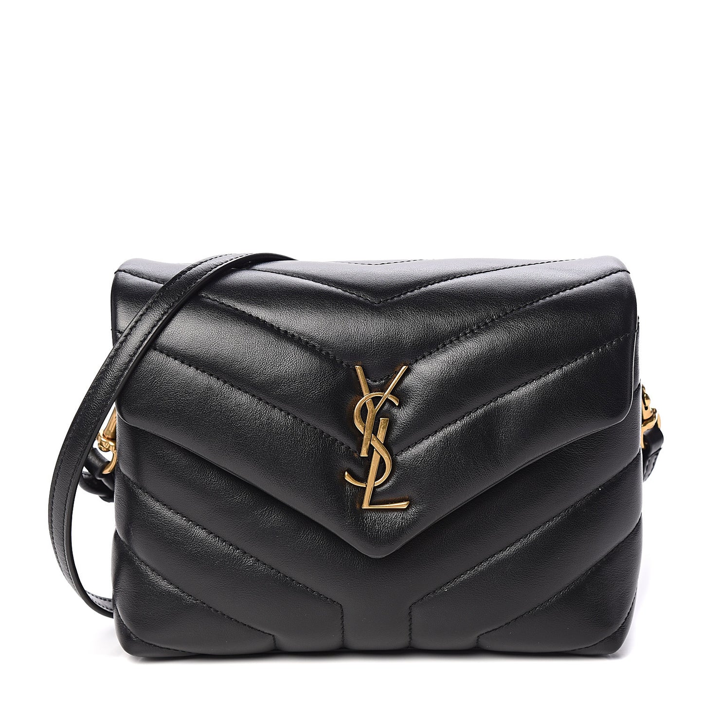 Calfskin Y Quilted Monogram Toy Loulou Crossbody Bag Black