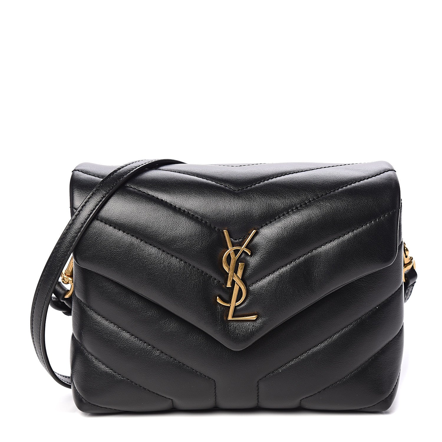 Saint Laurent Calfskin Y Quilted Monogram Toy Loulou Crossbody Bag Black 1 of 10