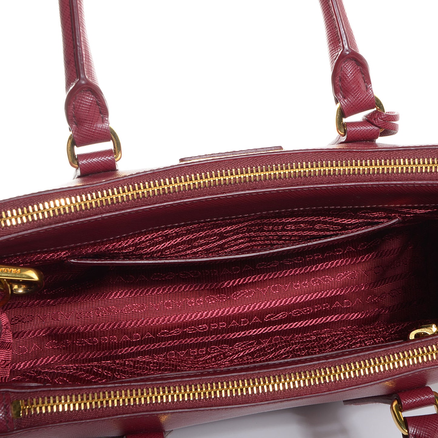 Saffiano Lux Mini Double Zip Tote Cherry