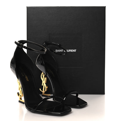 Saint Laurent Patent Calfskin Opyum 110 Sandals 36.5 Black Gold 10 of 10