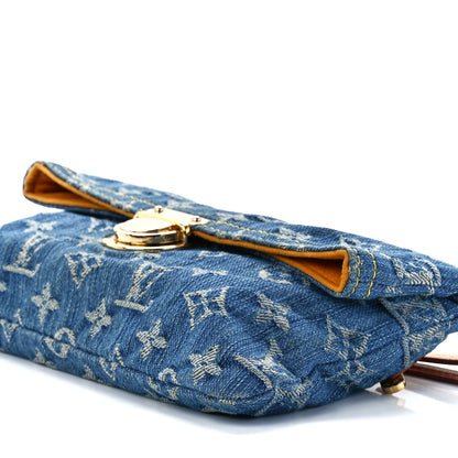 Louis Vuitton Monogram Denim Pochette Plat Clutch Blue 8 of 10