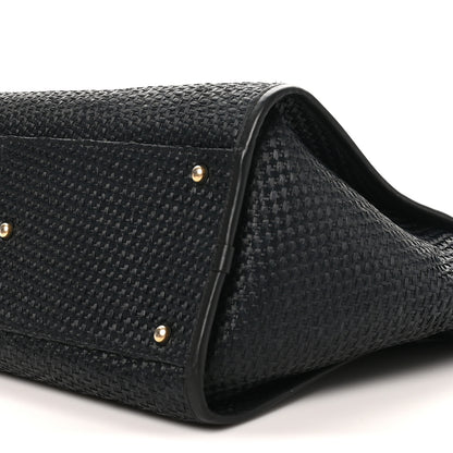 Chanel Straw Raffia Calfskin Chain Medium Deauville Tote Black 10 of 10