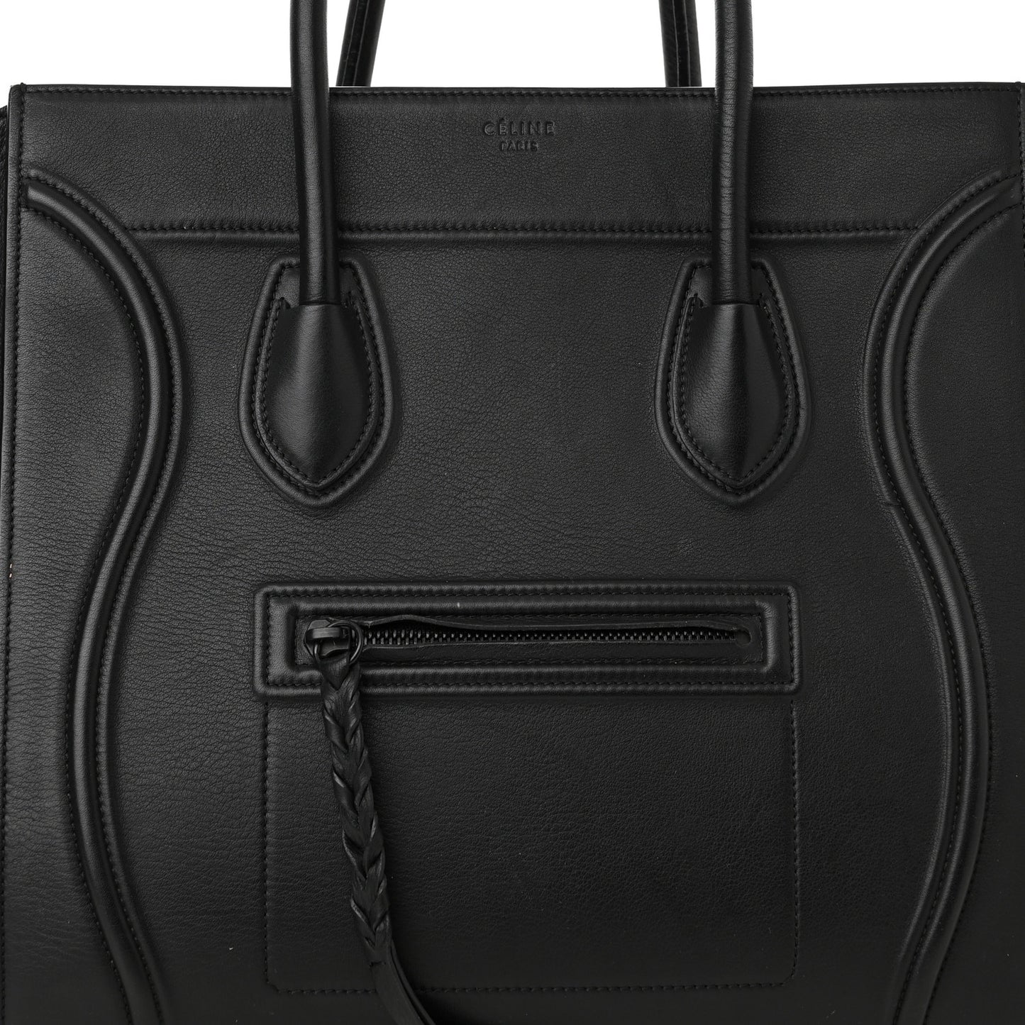 Grained Calfskin Medium Phantom Luggage Black