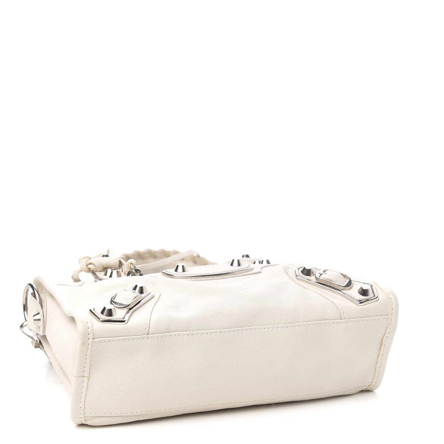 Chevre Silver Metallic Edge Hardware Mini City White