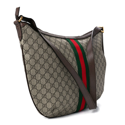 Gucci GG Supreme Monogram Web Ophidia Half Moon Hobo Brown 3 of 12